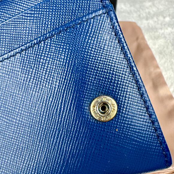 Prada Long Wallet Blue Saffiano Leather NICE Used with box Cute! - Picture 7 of 16